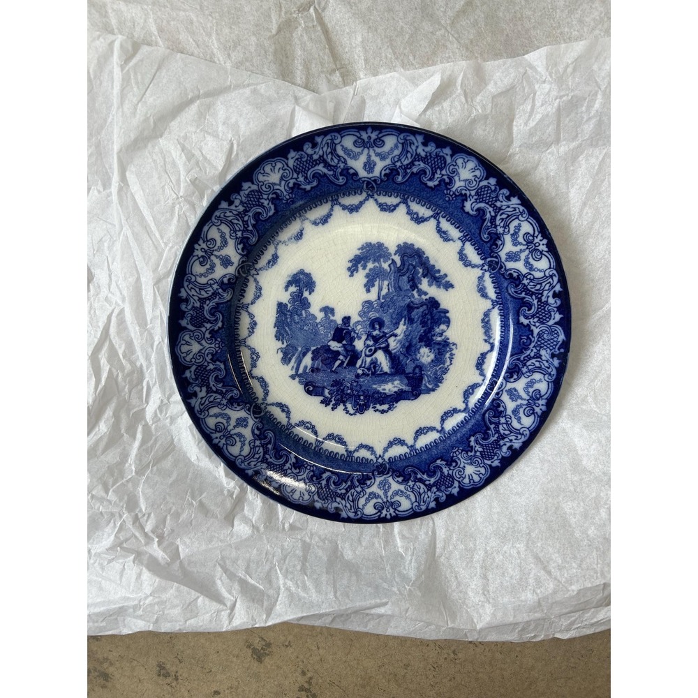 Doulton Watteau Flow Blue Luncheon/Supper plate